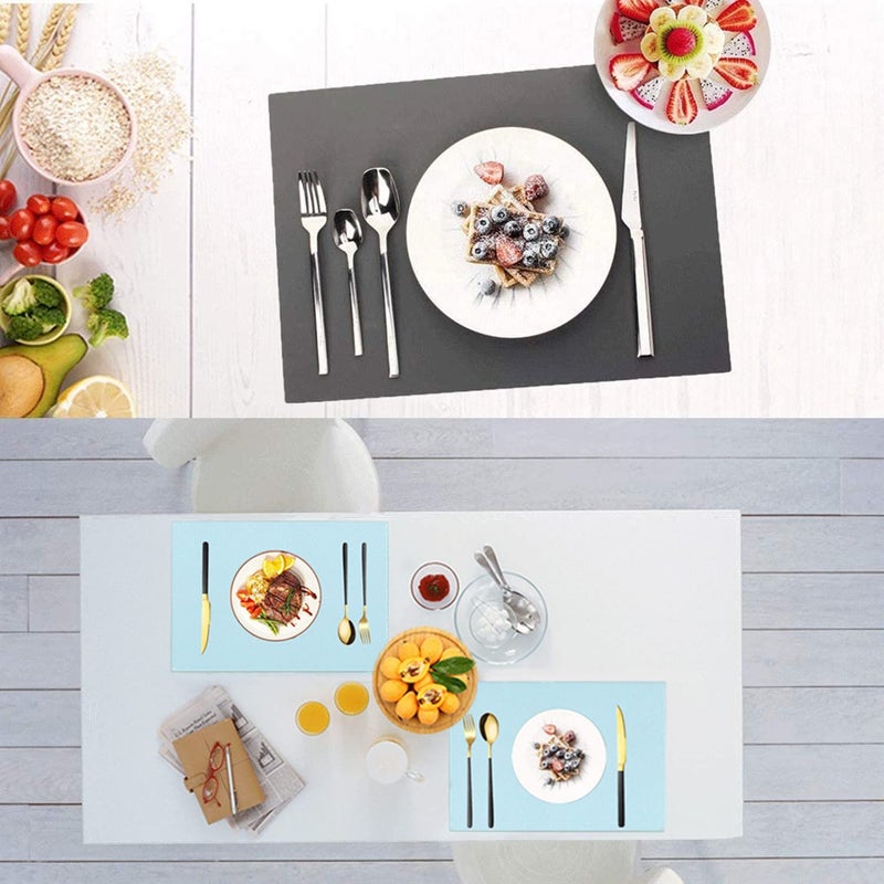 IYYI Silicone Placemats, Placemats for Kids, Placemats Set of 4 Waterproof Heat Resistant Non-Slip Kitchen Table Mats for Dining Table, Easy to Clean (Dark Gray01) - Image 2
